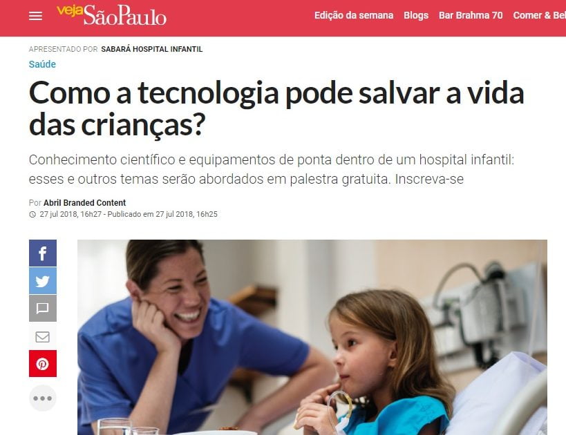 Tecnologia no ambiente hospitalar é tema na Veja São Paulo Tecnologia no ambiente hospitalar é tema na Veja São Paulo