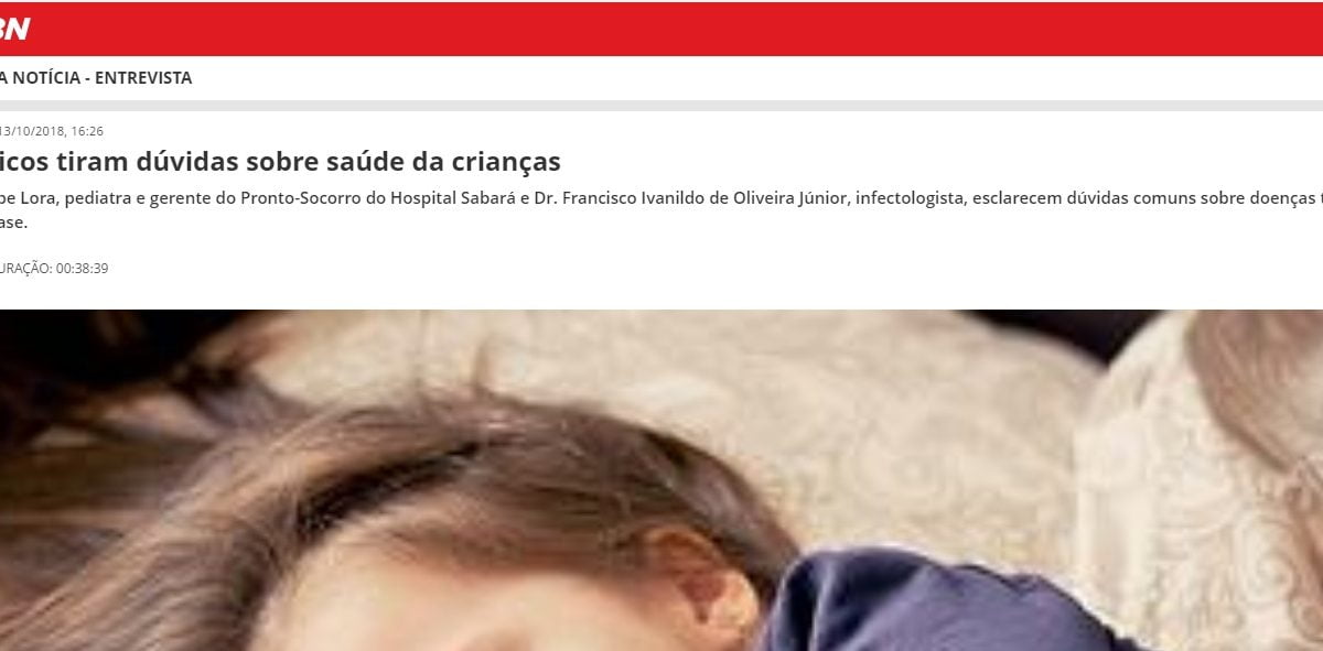 Médicos do Sabará falam sobre saúde das crianças na CBN Médicos do Sabará falam sobre saúde das crianças na CBN